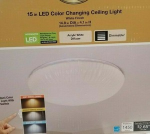 Hampton Bay 15 In Led Color Changing Flushmount Ceiling Light