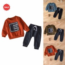 2PCS Toddler Baby Boys Long Sleeve Coat Pants Set Kids Casual Clothes Outfits