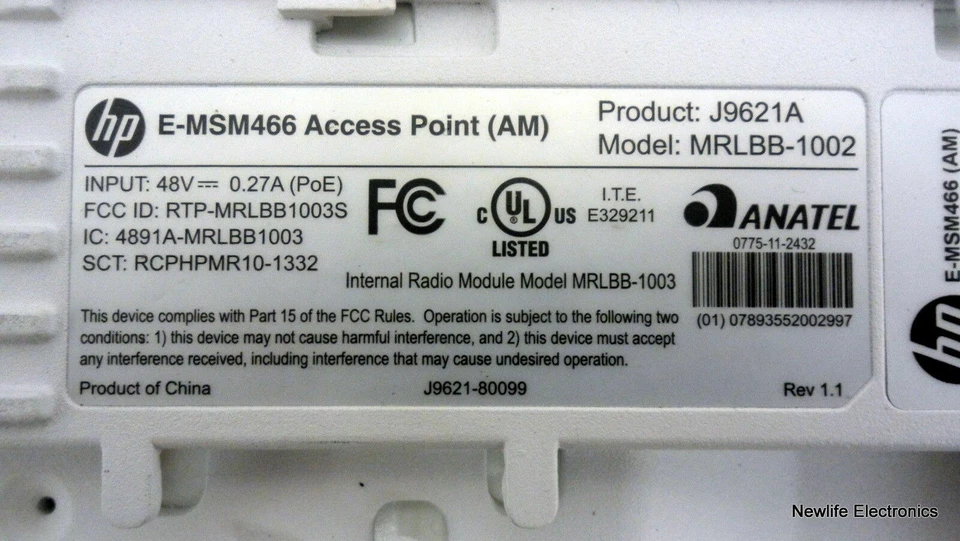 HP J9621-61001 E-MSM466 Dual Radio 802.11n Access Point (AM) J9621A - Image 2 of 4