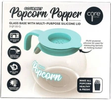 1 Care Kitchen Gourmet Popcorn Popper Glass Base Multi Purpose Silicone Lid 3Qt