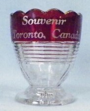 Horizontal Threads Toy Spooner Souvenir Toronto Canada Ruby Stain Antique