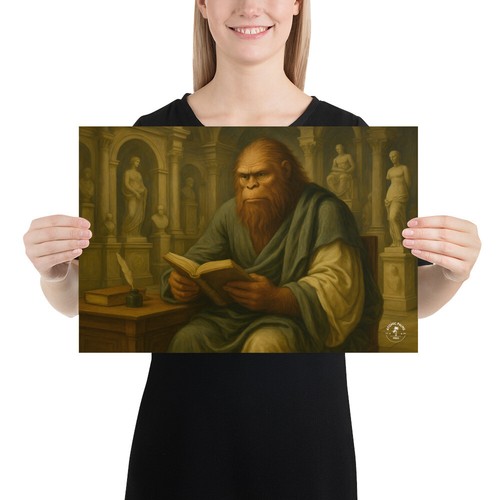 Scholar Sasquatch in Marble Temple – Neoclassical Cryptid Art Poster - Picture 4 of 5