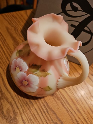 BRAND NEW!! Fenton Glass Pitcher Burmese Pink Honoring 56 Years Of Service A21 - Picture 7 of 8