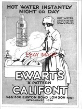 1927 Advert EWART'S 'Califont' Hot Water Geyser Small Art Deco Print Ad 743/96