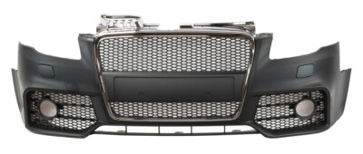 For AUDI 05-08 B7 A4, RS4 Style Front Bumper w/ Chrome Front Grille