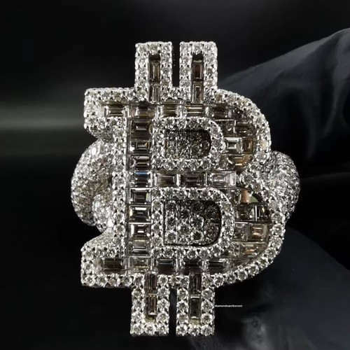 Iced Out Round & Baguette Moissanite B Letter Customized Rapper Ring 925 Silver - Picture 3 of 3