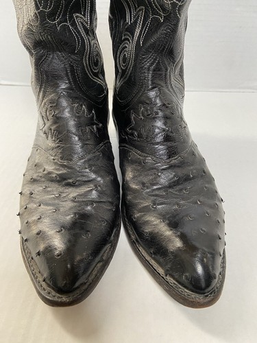 Lucchese Cowboy Boots Western Ostrich Mens Leather Shoes Black Exotic Sz 8C 1883 - 第 3/14 張圖片