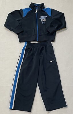 Nike Blue Track Suit Full-Zip Jacket Pants Blue Just Do It Baby Toddler Sz 2T