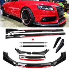 For Audi A4 B8 B9 S4 Sedan Front Bumper Lip Spoiler Splitter Side Skirt Bod Kit