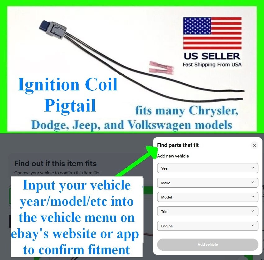 fits Dodge Jeep 2.0 2.4 2.7 3.5 3.7 4.0 Ignition Coil Connector Pigtail Plug