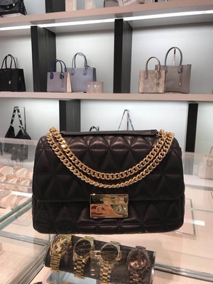 michael kors sloan large quilted shoulder bolsa