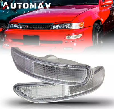 JX Clear Chrome Front Bumper Turn Signal Light Set For 1993-1997 Toyota Corolla - Left+Right