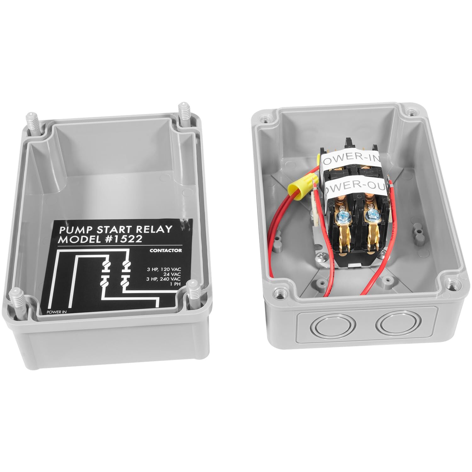 1522 Pump Start Relay Fit Irrigation Systems with Housing 3HP/110V/220V 24V Coil