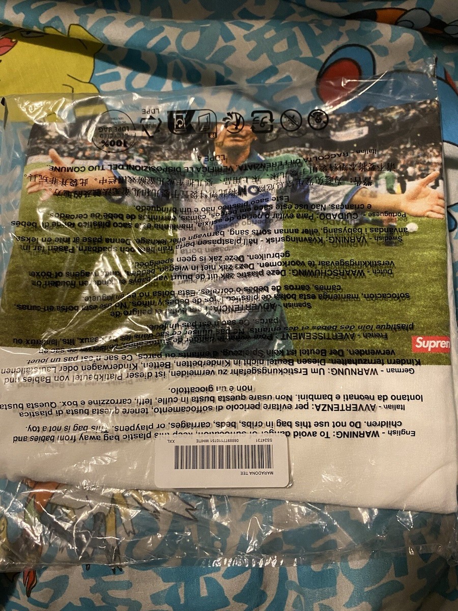 Supreme Maradona Photo Tee White Size 2XL XXL SS24 New Ships Fast