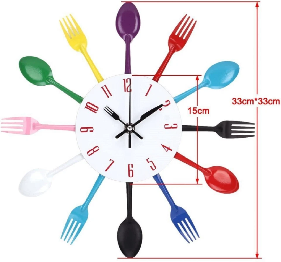 Relojes De Pared Para Cocina Restaurante Modernos 3D Con Adhesivo Para Colgar - Image 2 of 4