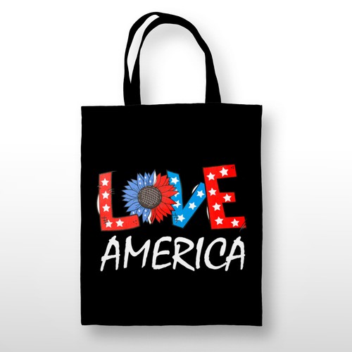 Tragetasche Unabhängigkeitstag 4. Juli patriotische Grafik Liebe Amerika USA Flagge Geschenk - Bild 1 von 5