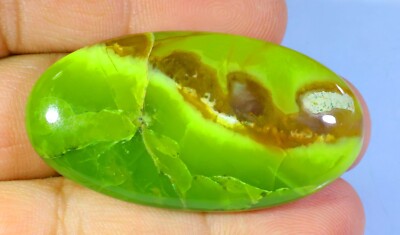 73 CT NATURAL LEMON GREEN CHRYSOPRASE OVAL CABOCHON PENDANT GEMSTONE FE-286