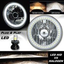 Faro 5-3/4" H5006 H5001 Cristal SMD Blanco Halo H4 con Bombilla LED 4000lm CADA UNO