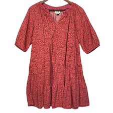 Universal Thread Dress XS Pink Floral Puff Sleeve Tiered Peasant Babydoll Boho
