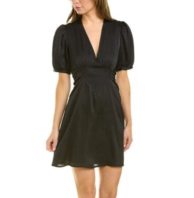 Ba&sh Black Wina Mini Puff Sleeve Dress  Sz M  $340  *838  New