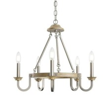 KICHLER Barrett 5-Light Brushed Nickel Chandelier with Antique Gray Accents