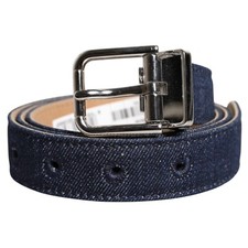Cintura DOLCE & GABBANA blu denim argento logo metallo fibbia vita 80 cm / 32...