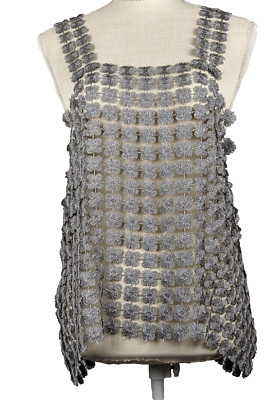 Honey Punch Tank Top Women's Size S/M Open Stitch Silver Grey Sleeveless Low Cut