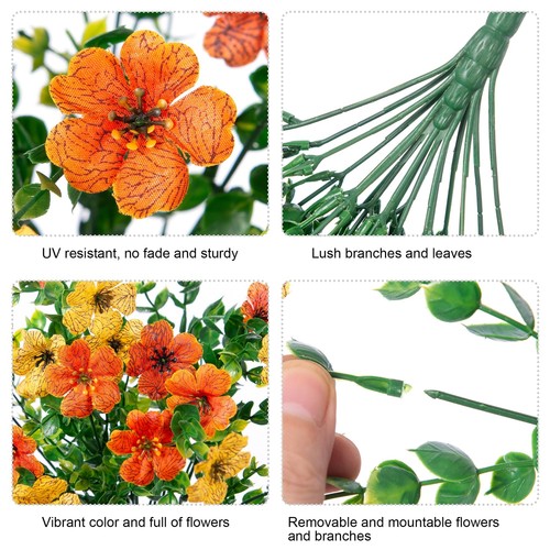 Artificial Faux Hanging Flowers Plants for Fall Outdoor Decor 2 PCS Outside F... - Picture 3 of 5