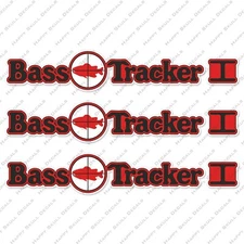 BASS TRACKER I TARGET BOAT DECALS 16" x 2.9" 3pcs.