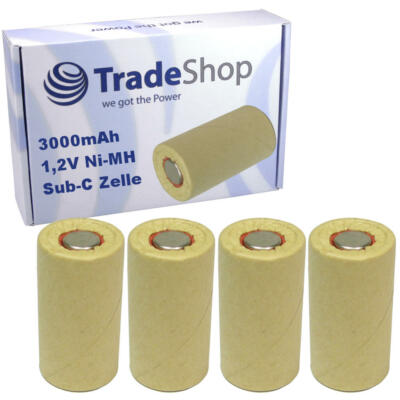 4x Sub-C SC Zelle Akku im Pappmantel 3000mAh 1,2V ohne Lötfahnen Ersatz