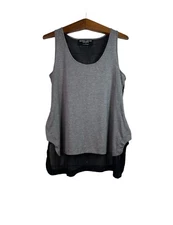 Derek Lam IOC Athleta Tank Top Women's Size L Black Gray Mesh Scoop Neck