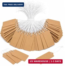 300 Pcs Small Price Tags with Elastic String, Brown Kraft Jewelry Tags for Prici