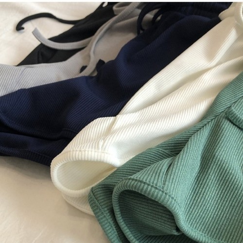 Casual Womens Ice Silk Ribbed Wide Leg Sweat Shorts for Everyday Summer Activity - Picture 3 of 28