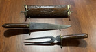 Vintage Hand Carved Wood & Brass Knife + Fork Cutlery Carving Set 2 India — photo 6