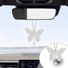 Bling Butterfly Diamond Car Hanging Accessories, Crystal Car Rear View Mirror...