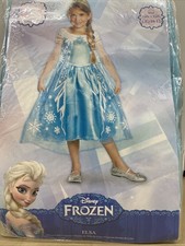 DISNEY FROZEN ELSA DELUXE COSTUME SIZE 10-12 DRESS TIARA COSTUME PRETEND PLAY