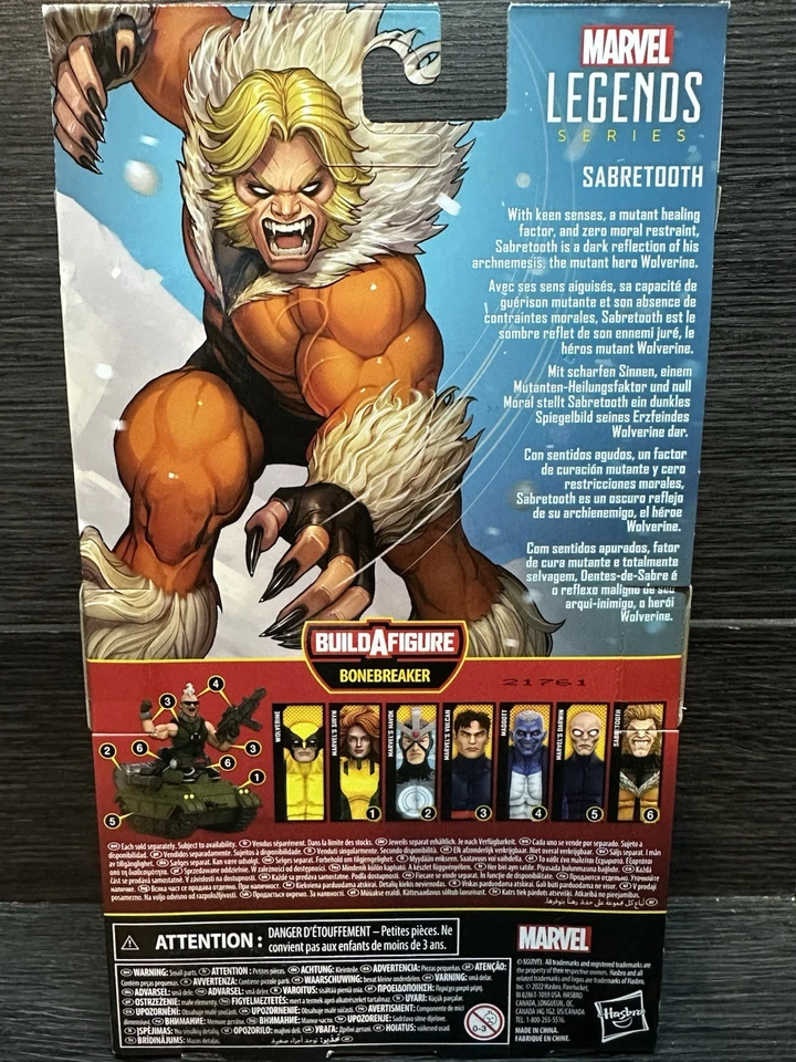 Figura de acción Marvel Legends Series Sabretooth X-Men con rompehuesos BAF nueva 2022 Foto 3 de 4