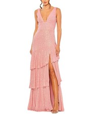 Mac Duggal Sequin Asymmetrical Ruffle Tiered Gown Women's  8