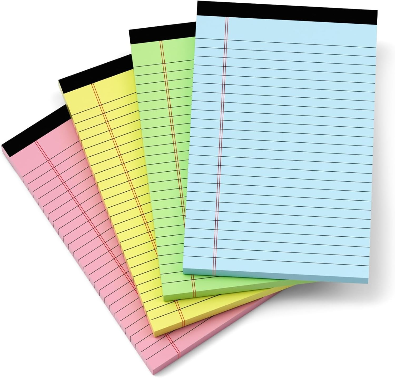 Colored Legal Pads 5x8, 4 Pack, Lined Note Pads 5x8 College Ruled, Note Paper