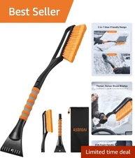 27" Snow Brush and Detachable Ice Scraper with Ergonomic Foam Grip for Cars, ...