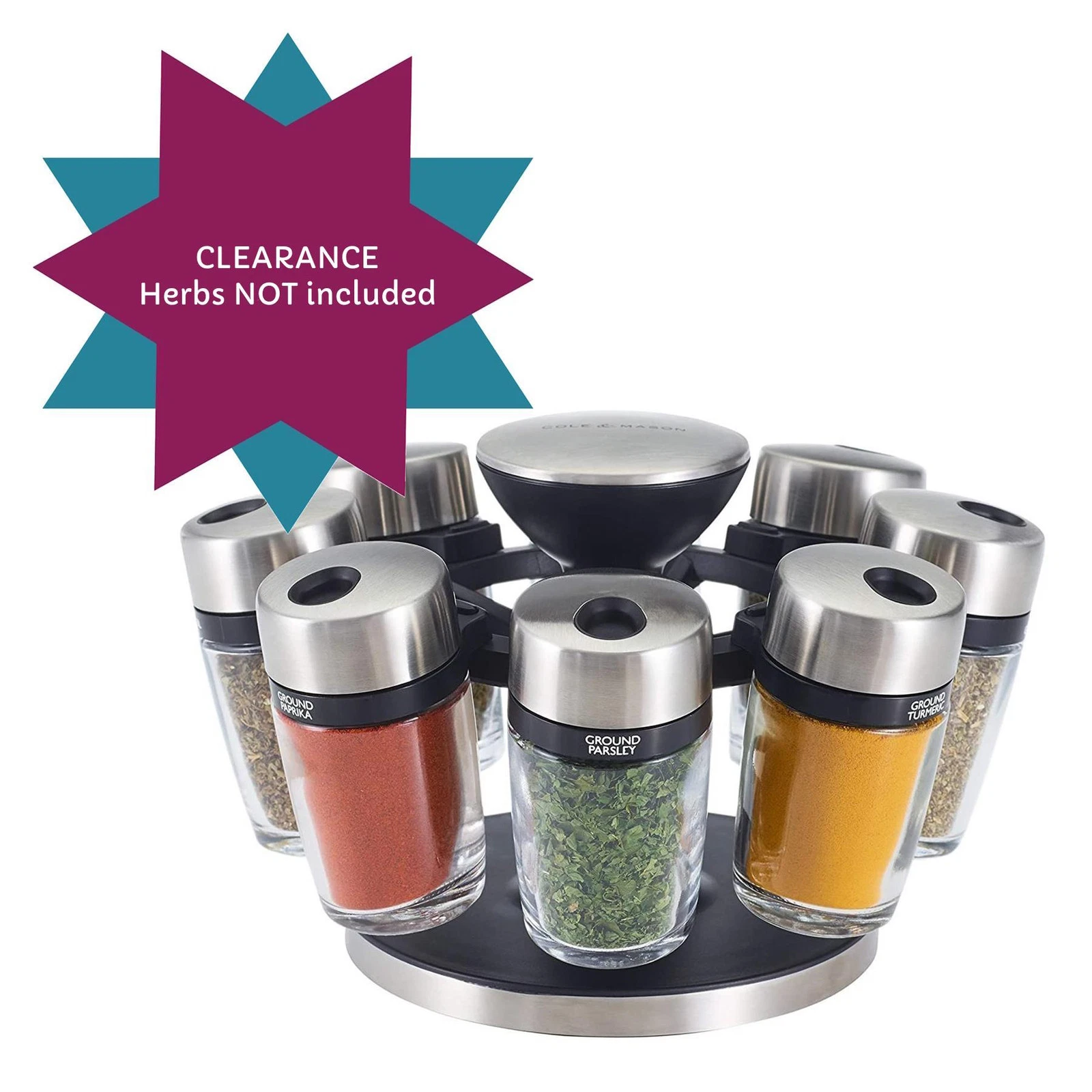 Herb & Spice Rack Carousel 8 Jar Cole & Mason Rotating Refillable
Opens in a new window or tab