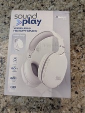 Sound Play Wireless Headphones Over Ear Bluetooth Foldable White