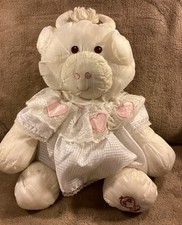 Puffalump Cow White Lace Pink Heart Dress Plush 17  Fisher Price Vintage 1986