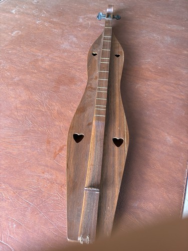 Vintage Appalachian Mountain Dulcimer 3-String Lap Folk Instr. Heart Sound Holes