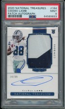 2020 Panini National Treasures Ceedee Lamb #164 Patch Autograph PSA 9
