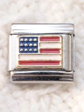 Autentico ciondolo Manuel Zed italiano bandiera americana USA collegamento 9 mm D131