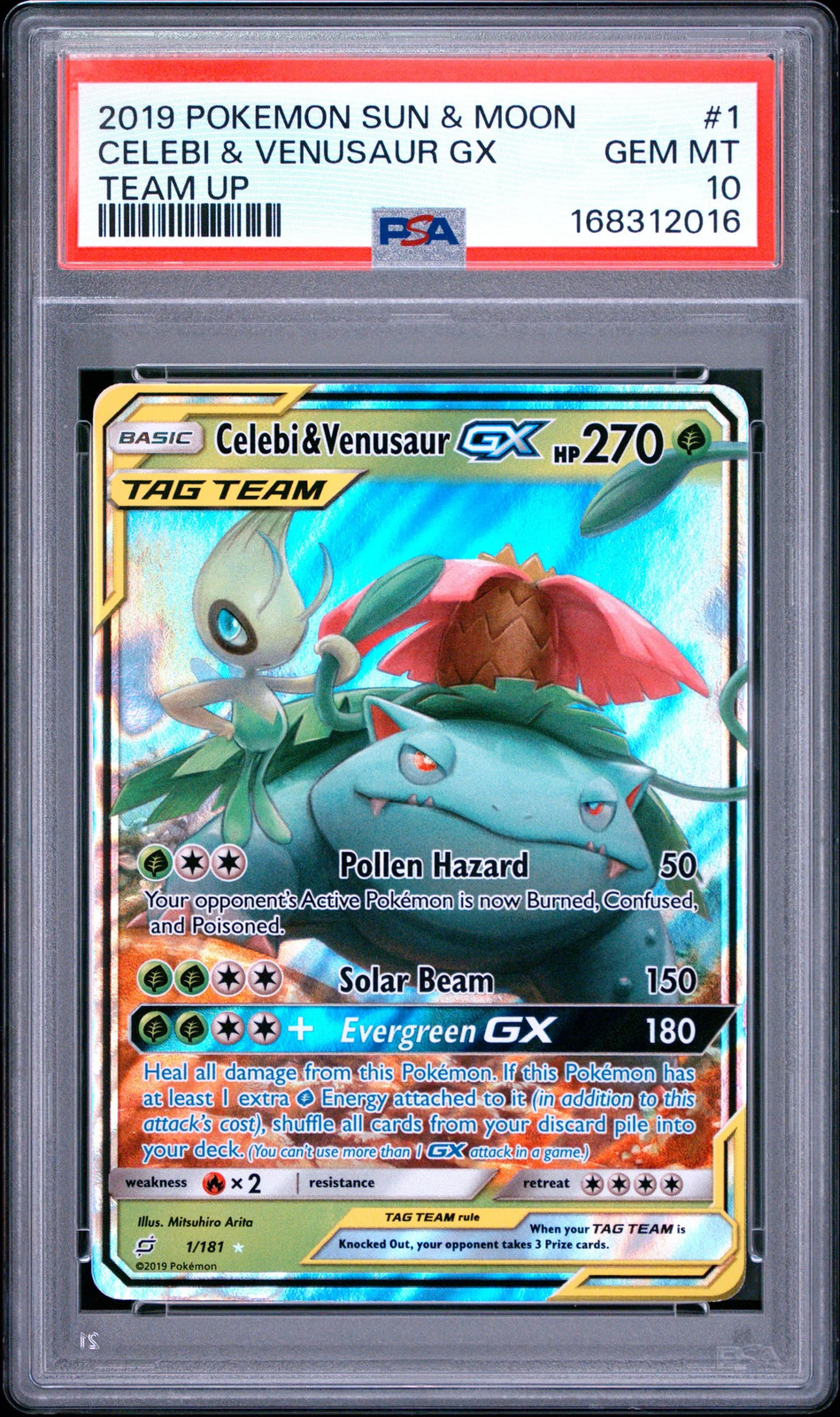 2019 Pokemon Sun & Moon Team Up Celebi & Venusaur GX #1 Team Up PSA 10
