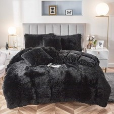 Faux Fur Velvet Fluffy Bedding Duvet Cover Set Down Comforter Quilt Cover wit...