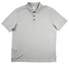 Tommy Bahama Mens Striped Polo Shirt M Regular Fit Short Sleeve Gray 110 NEW