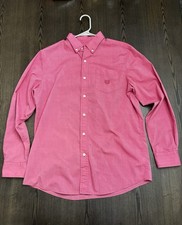 Ralph Lauren Chaps Men's Medium Long Sleeve Pink Shirt Button-Down Easy Care